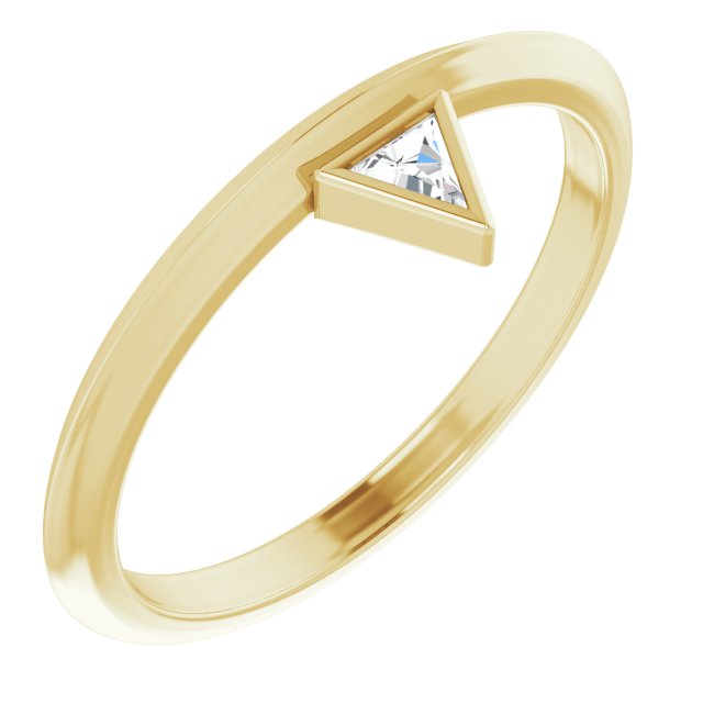 14K Gold Triangle Natural Diamond Bezel-Set Stackable Ring - Yellow Gold