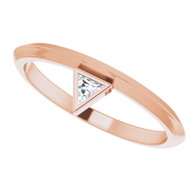 14K Gold Triangle Natural Diamond Bezel-Set Stackable Ring - Rose Gold - view 5
