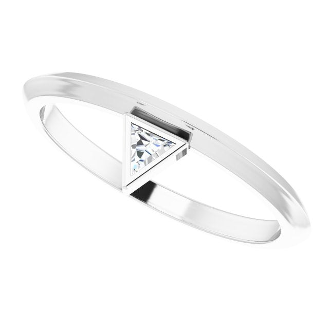 Platinum Triangle Natural Diamond Bezel-Set Stackable Ring - view 5