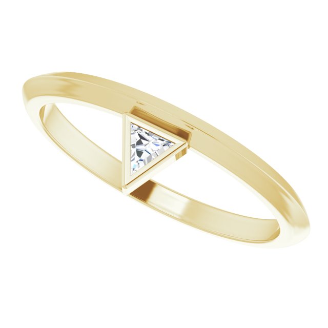 14K Gold Triangle Natural Diamond Bezel-Set Stackable Ring - Yellow Gold - view 5