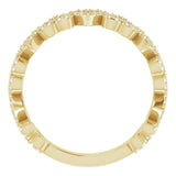 14K Gold Round Natural Diamond Stackable Heart Ring - Yellow Gold - view 2