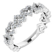 Platinum Round Natural Diamond Stackable Heart Ring
