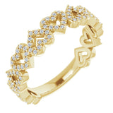 14K Gold Round Natural Diamond Stackable Heart Ring - Yellow Gold