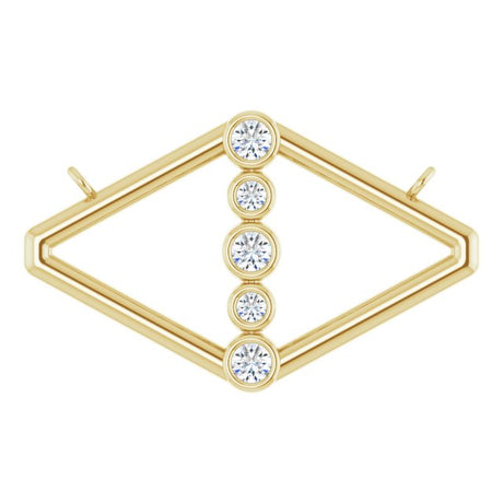 14K Gold Round Natural Diamond Geometric Necklace II - Yellow Gold
