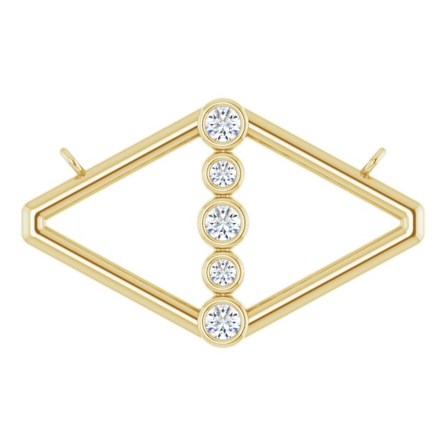 14K Gold Round Natural Diamond Geometric Necklace II - Yellow Gold