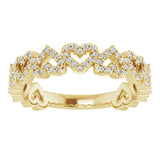 14K Gold Round Natural Diamond Stackable Heart Ring - Yellow Gold - view 3