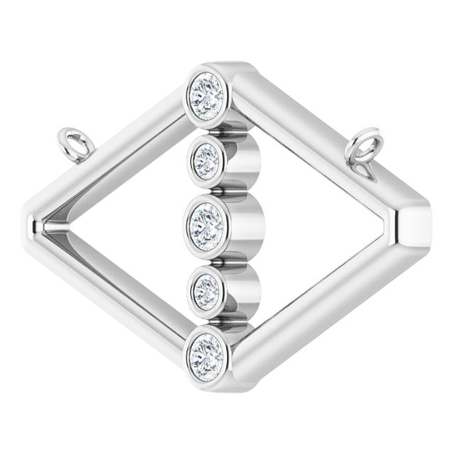 14K Gold Round Natural Diamond Geometric Necklace II - White Gold - view 2