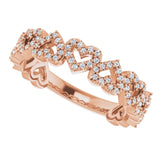 14K Gold Round Natural Diamond Stackable Heart Ring - Rose Gold - view 5