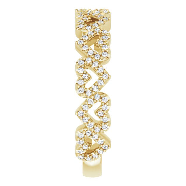 14K Gold Round Natural Diamond Stackable Heart Ring - Yellow Gold - view 4