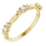 14K Gold Square Natural Diamond Stackable Ring - Yellow Gold
