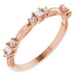 14K Gold Square Natural Diamond Stackable Ring - Rose Gold
