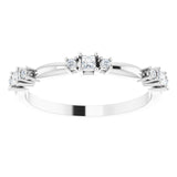 Platinum Square Natural Diamond Stackable Ring - view 3