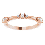14K Gold Square Natural Diamond Stackable Ring - Rose Gold - view 3