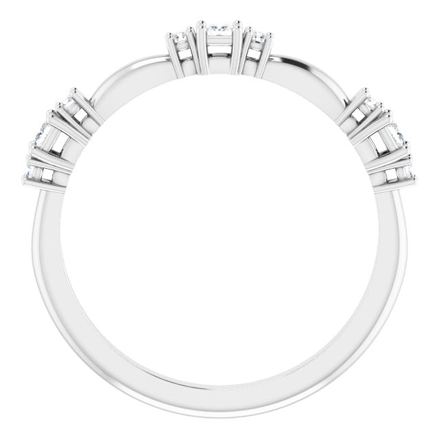 Platinum Square Natural Diamond Stackable Ring - view 2