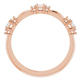 14K Gold Square Natural Diamond Stackable Ring - Rose Gold - view 2