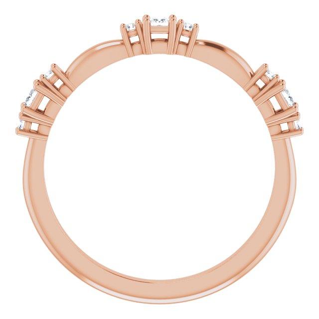 14K Gold Square Natural Diamond Stackable Ring - Rose Gold - view 2