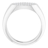 14K Gold Round Natural Diamond Pave'-Style Cluster Signet Ring - White Gold - view 2