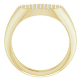 14K Gold Round Natural Diamond Pave'-Style Cluster Signet Ring - Yellow Gold - view 2