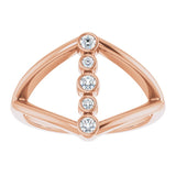 14K Gold Round Natural Diamond Geometric Ring III - Rose Gold - view 3