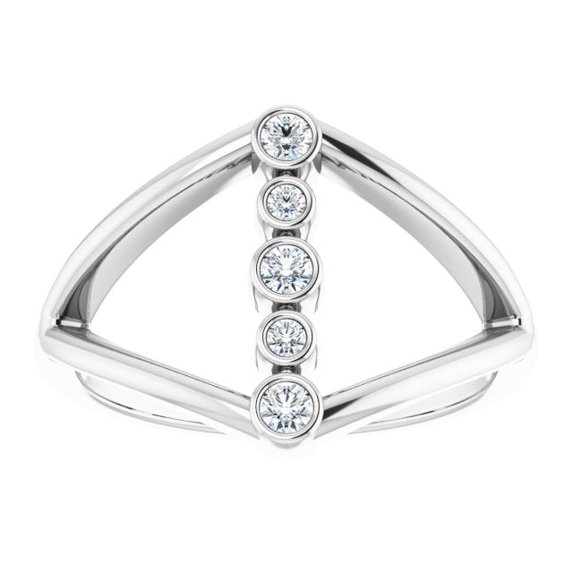 Platinum Round Natural Diamond Geometric Ring III - view 3