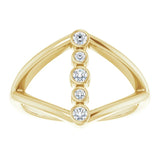 14K Gold Round Natural Diamond Geometric Ring III - Yellow Gold - view 3