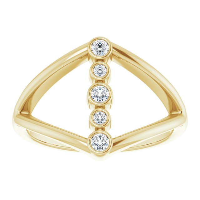 14K Gold Round Natural Diamond Geometric Ring III - Yellow Gold - view 3