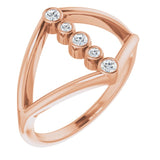 14K Gold Round Natural Diamond Geometric Ring III - Rose Gold
