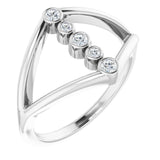 14K Gold Round Natural Diamond Geometric Ring III - White Gold