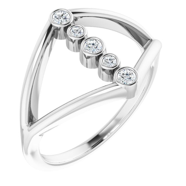 Platinum Round Natural Diamond Geometric Ring III