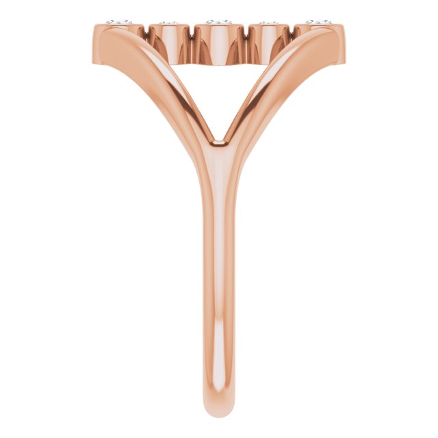 14K Gold Round Natural Diamond Geometric Ring III - Rose Gold - view 4