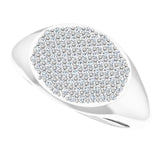 14K Gold Round Natural Diamond Pave'-Style Cluster Signet Ring - White Gold - view 5