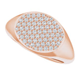 14K Gold Round Natural Diamond Pave'-Style Cluster Signet Ring - Rose Gold - view 5