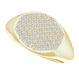 14K Gold Round Natural Diamond Pave'-Style Cluster Signet Ring - Yellow Gold - view 5