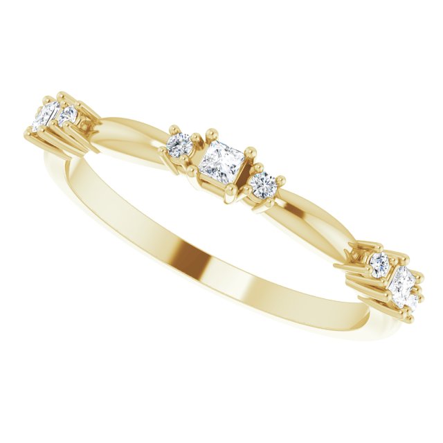14K Gold Square Natural Diamond Stackable Ring - Yellow Gold - view 5