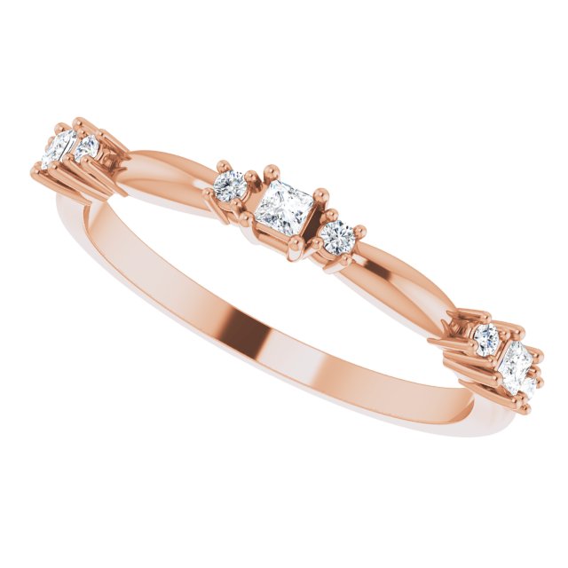 14K Gold Square Natural Diamond Stackable Ring - Rose Gold - view 5