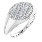 Platinum Round Natural Diamond Pave'-Style Cluster Signet Ring