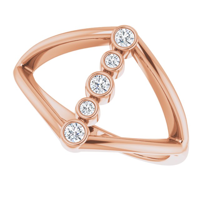 14K Gold Round Natural Diamond Geometric Ring III - Rose Gold - view 5