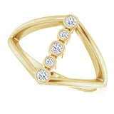 14K Gold Round Natural Diamond Geometric Ring III - Yellow Gold - view 5