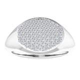 14K Gold Round Natural Diamond Pave'-Style Cluster Signet Ring - White Gold - view 3