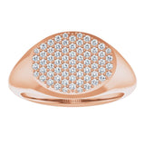 14K Gold Round Natural Diamond Pave'-Style Cluster Signet Ring - Rose Gold - view 3