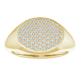 14K Gold Round Natural Diamond Pave'-Style Cluster Signet Ring - Yellow Gold - view 3