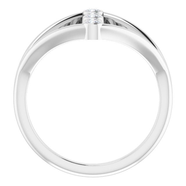 Platinum Round Natural Diamond Geometric Ring III - view 2