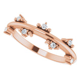 14K Gold Round Natural Diamond Accented Stackable Ring III - Rose Gold - view 5