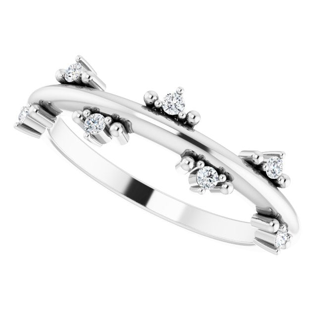 Platinum Round Natural Diamond Accented Stackable Ring III - view 5