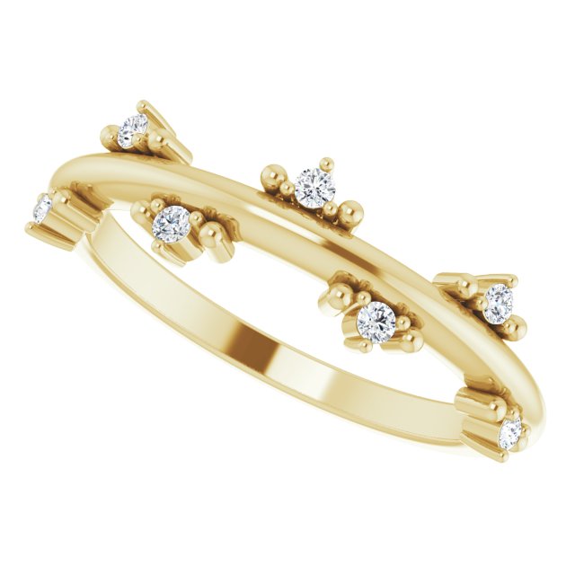 14K Gold Round Natural Diamond Accented Stackable Ring III - Yellow Gold - view 5