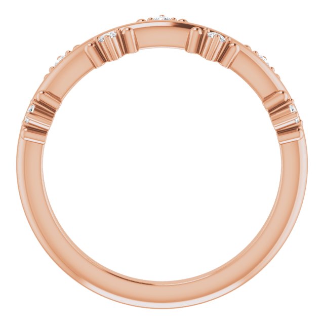 14K Gold Round Natural Diamond Accented Stackable Ring III - Rose Gold - view 2