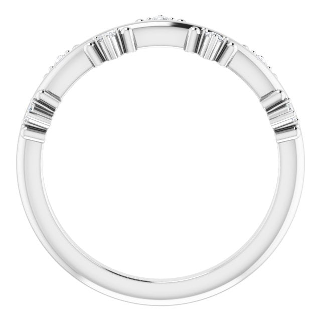 Platinum Round Natural Diamond Accented Stackable Ring III - view 2