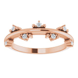 14K Gold Round Natural Diamond Accented Stackable Ring III - Rose Gold - view 3