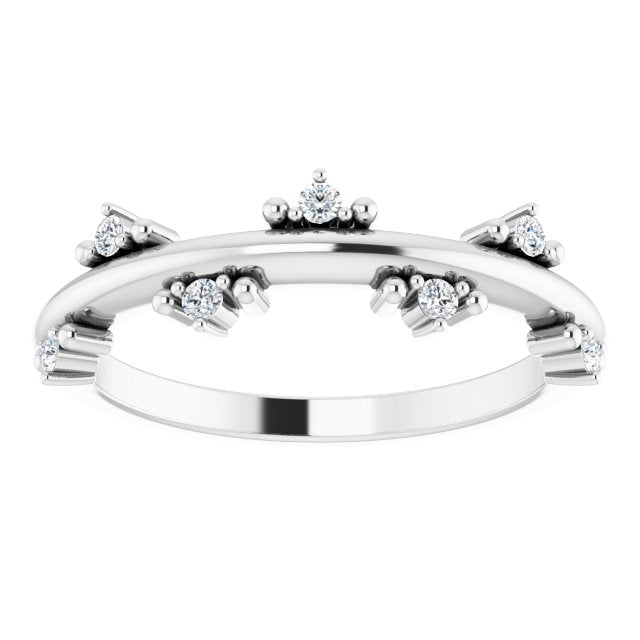 Platinum Round Natural Diamond Accented Stackable Ring III - view 3