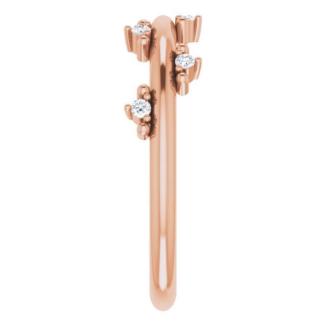 14K Gold Round Natural Diamond Accented Stackable Ring III - Rose Gold - view 4